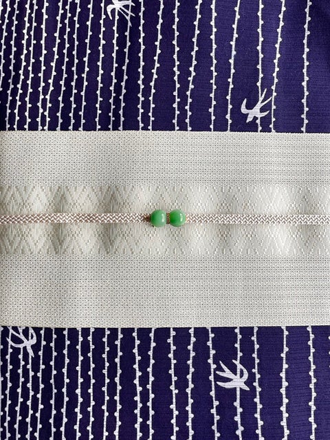 ゆかた帯「悦」粗紗半幅博多織　水色