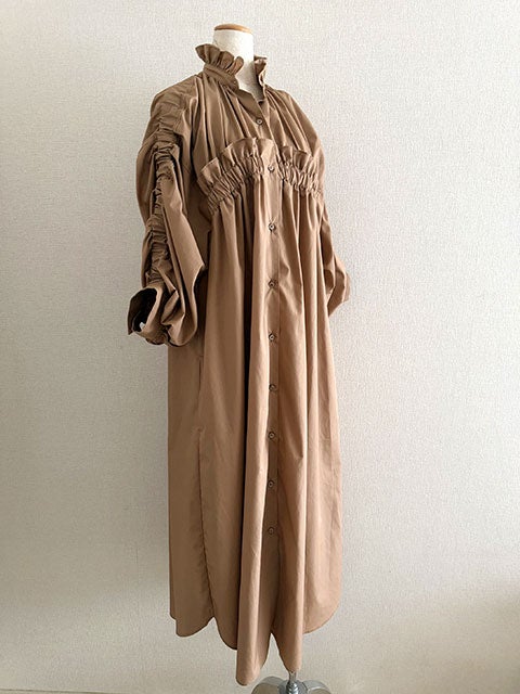 ギャザーワンピース キャメル｜ユナヒカ